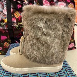 Tory Burch Rabbit fur sneaker boot